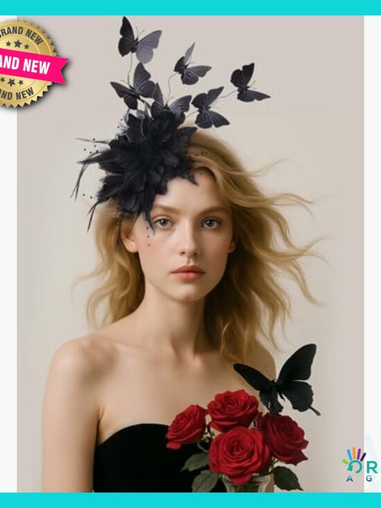 Elegant Butterfly Fascinator Headband Feather Tea Hat Derby Party Accessory main image 6
